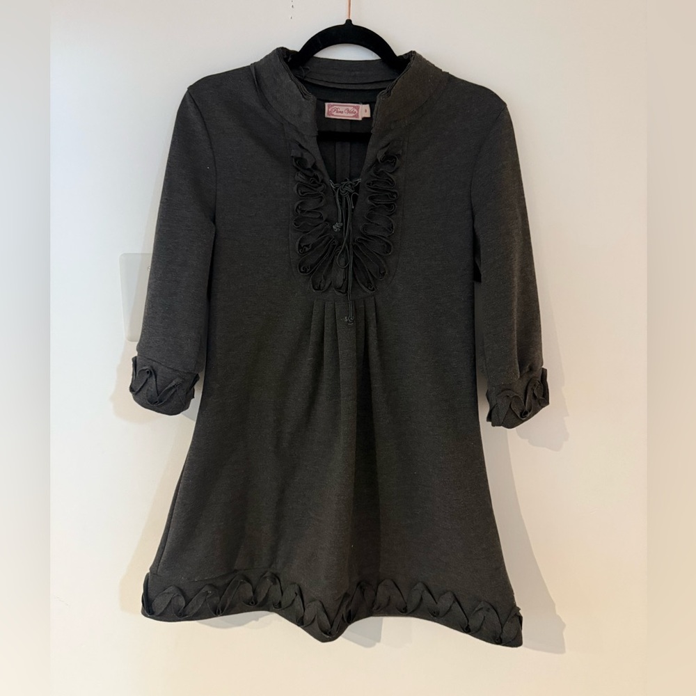 Pura Vida Charcoal Tunic with Ruffle Accents